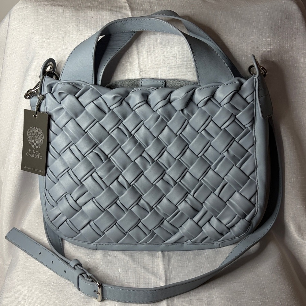 Vince Camuto Light Blue Woven Tote